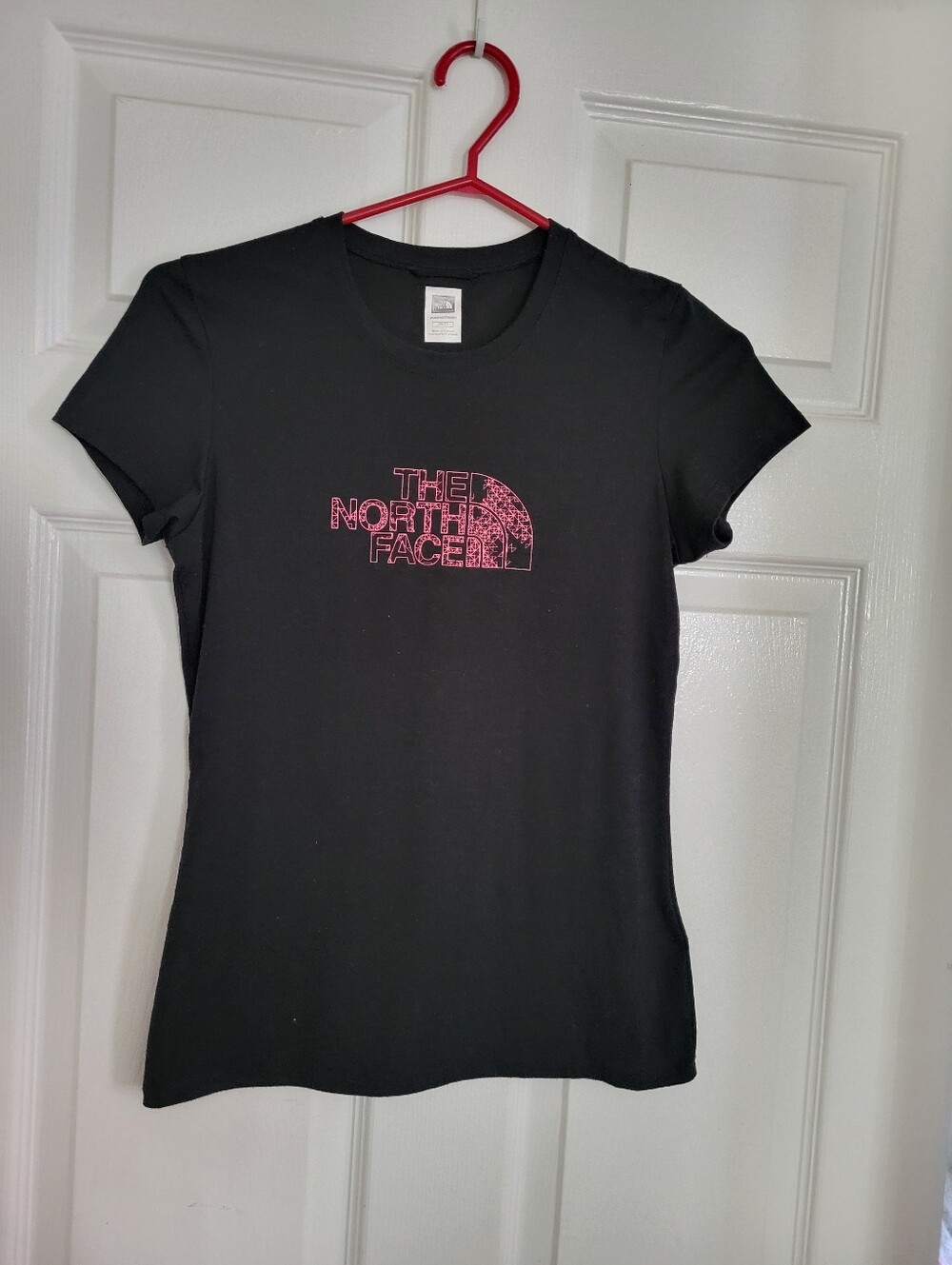 The North Face Women's Black Tee with Pink Logo